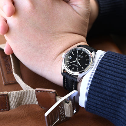 Black Aviator Canvas Quick Release Watch Band