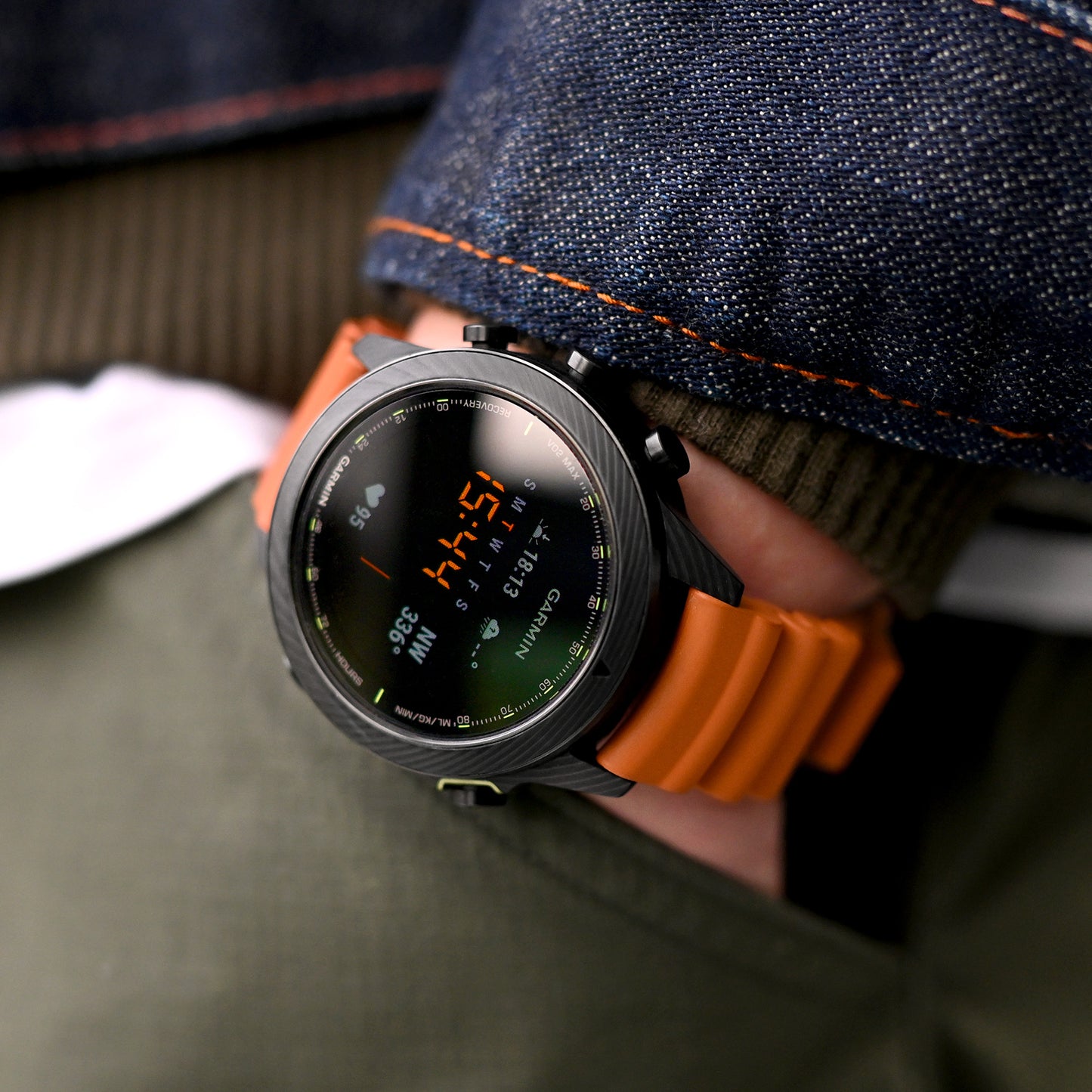 Firewave Resilient Curved End FKM rubber Watch Strap, Burnt Orange