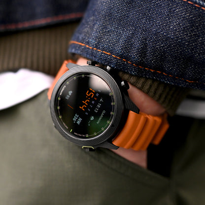 Firewave Resilient Curved End FKM rubber Watch Strap, Burnt Orange