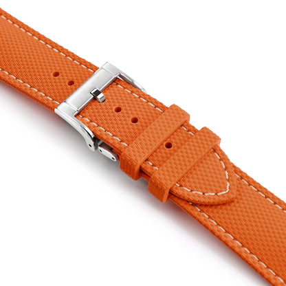 FKM39 Orange Deployment FKM Rubber Watch Band Beige Stitch, 20mm or 23mm