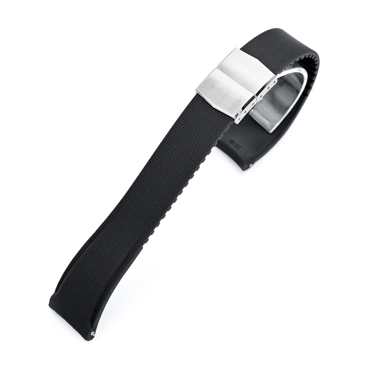 FKM40 Black Quick Release Butterfly Deployment FKM Rubber Watch Band, 20mm to 22mm