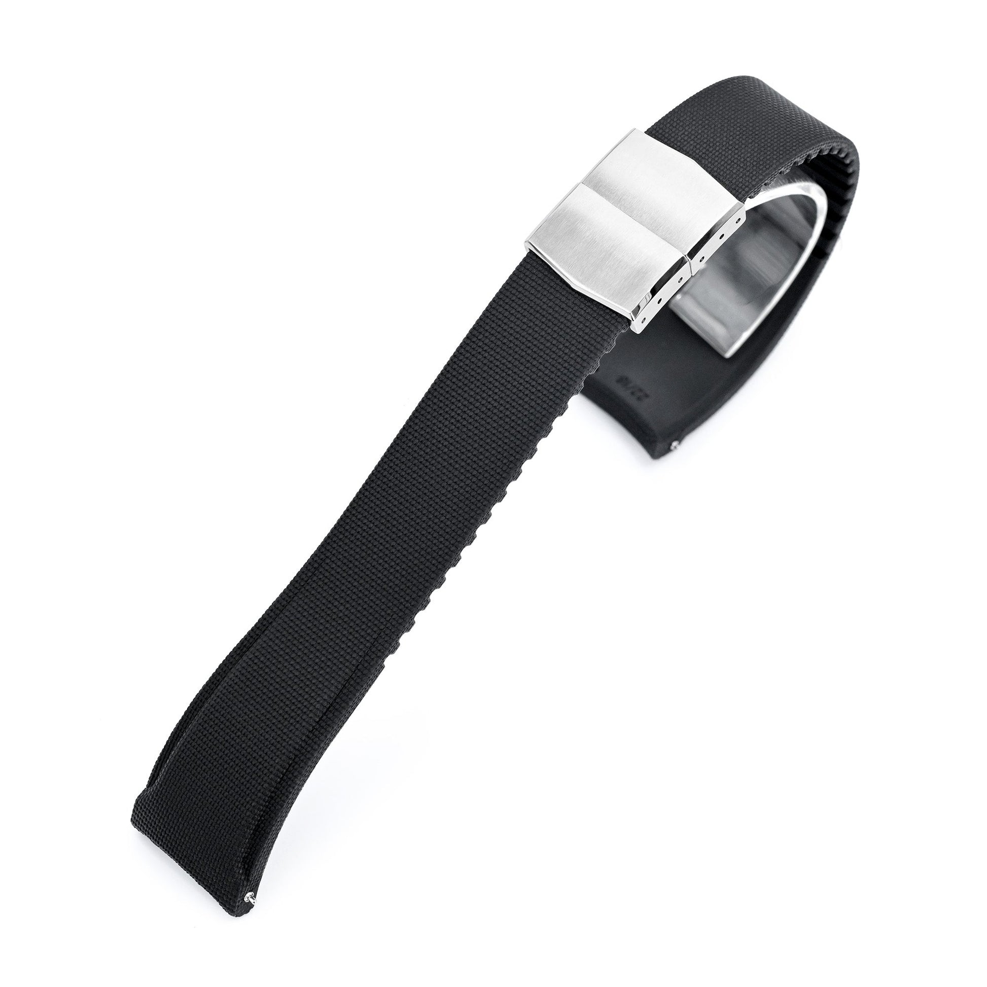 FKM40 Black Quick Release Butterfly Deployment FKM Rubber Watch Band, 20mm to 22mm