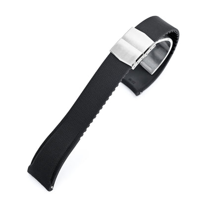 FKM40 Black Quick Release Butterfly Deployment FKM Rubber Watch Band, 20mm to 22mm
