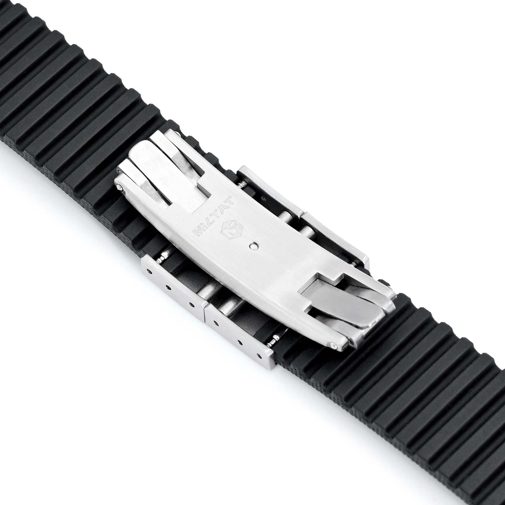 FKM40 Black Quick Release Butterfly Deployment FKM Rubber Watch Band, 20mm to 22mm
