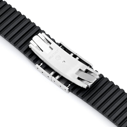 FKM40 Black Quick Release Butterfly Deployment FKM Rubber Watch Band, 20mm to 22mm