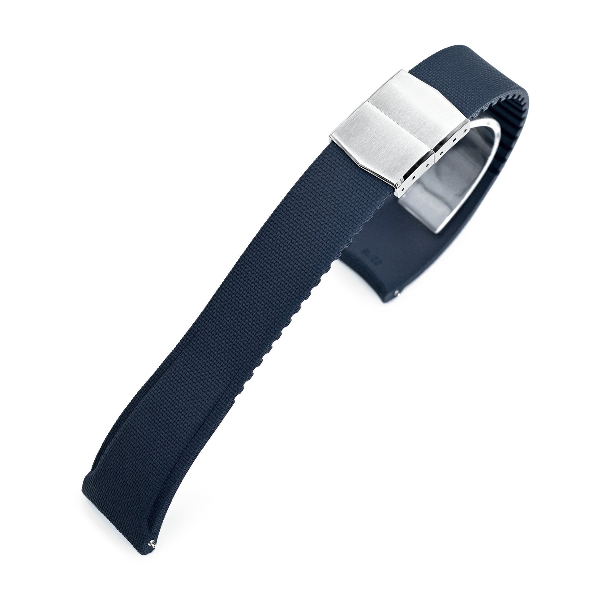 FKM40 Navy Blue Quick Release Butterfly Deployment FKM Rubber Watch Band,