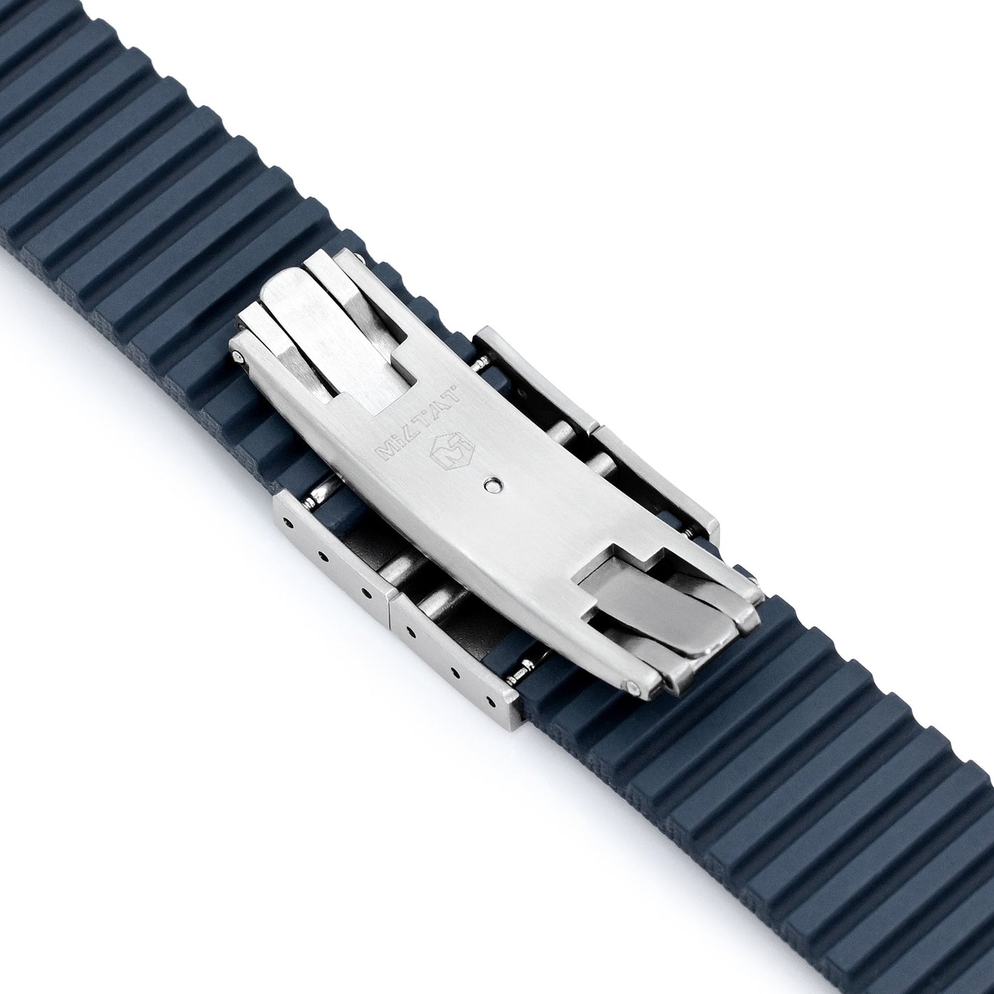 FKM40 Navy Blue Quick Release Butterfly Deployment FKM Rubber Watch Band,