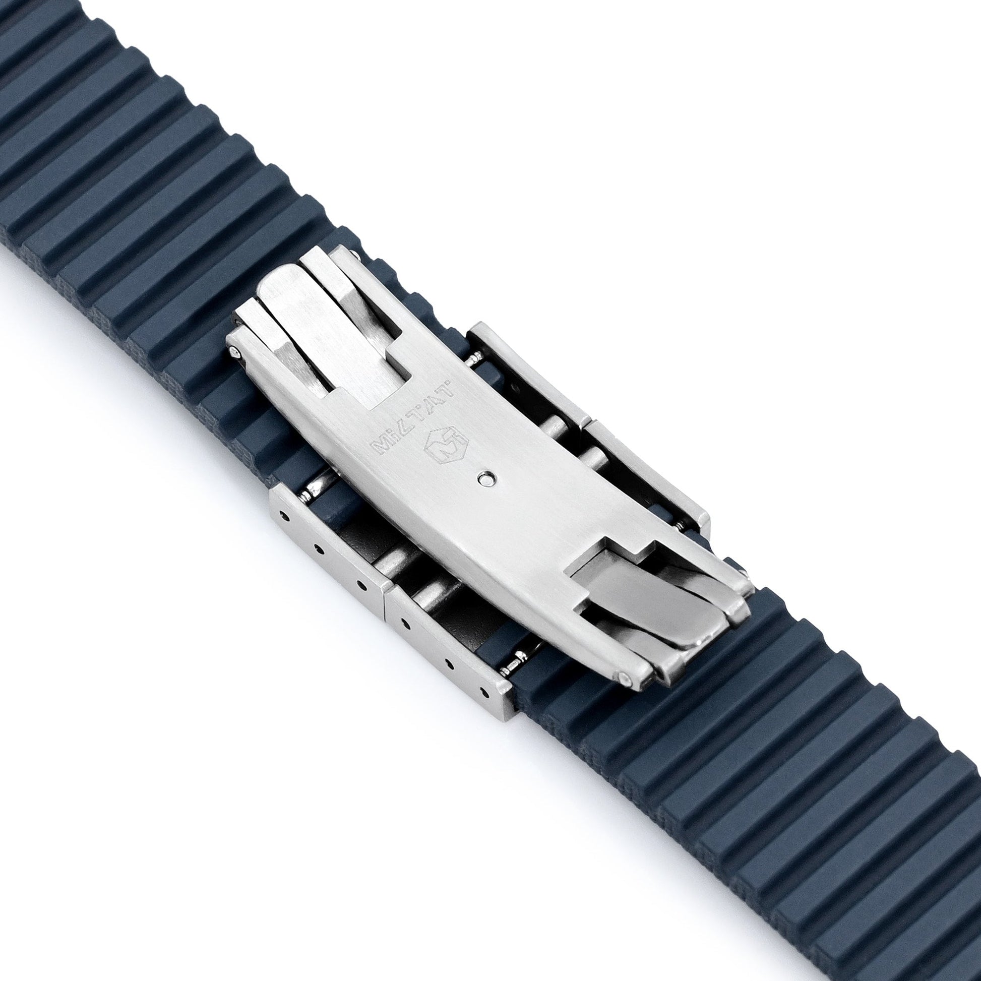 FKM40 Navy Blue Quick Release Butterfly Deployment FKM Rubber Watch Band,