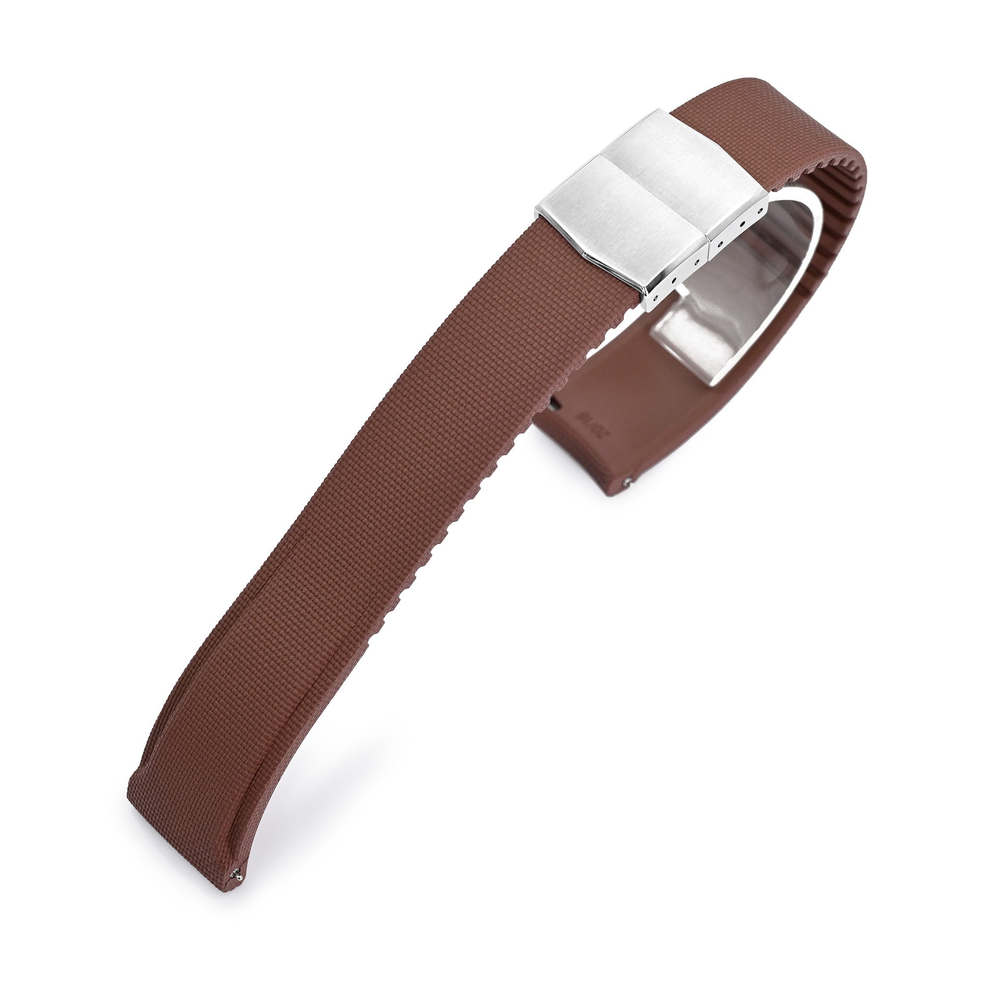 20mm Brown FKM40 FKM Quick Release Rubber Deployment Watch Band ...