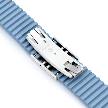FKM40 Sky Blue Quick Release Butterfly Deployment FKM Rubber Watch Band, 20mm or 22mm