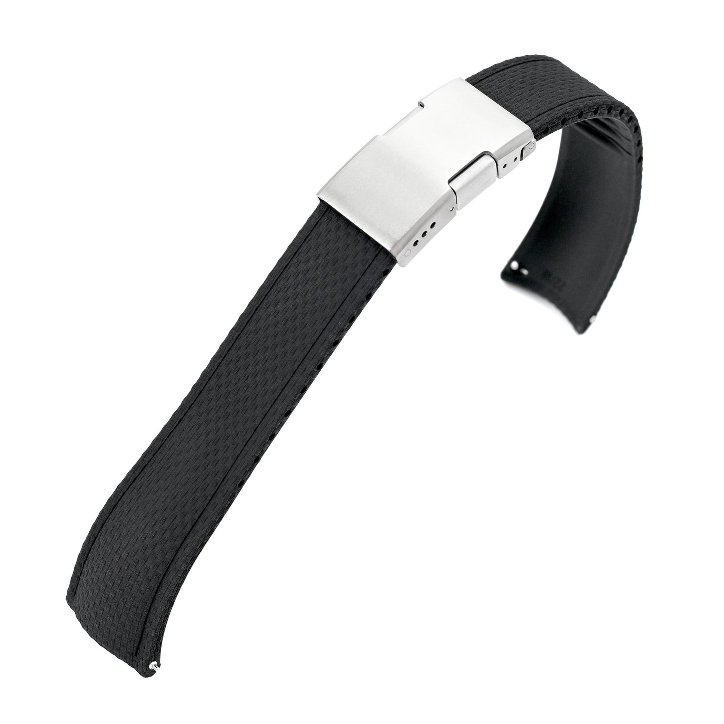 FKM41 Black Quick Release Titanium Slinea Clasp FKM Rubber Watch Band, 20mm or 22mm