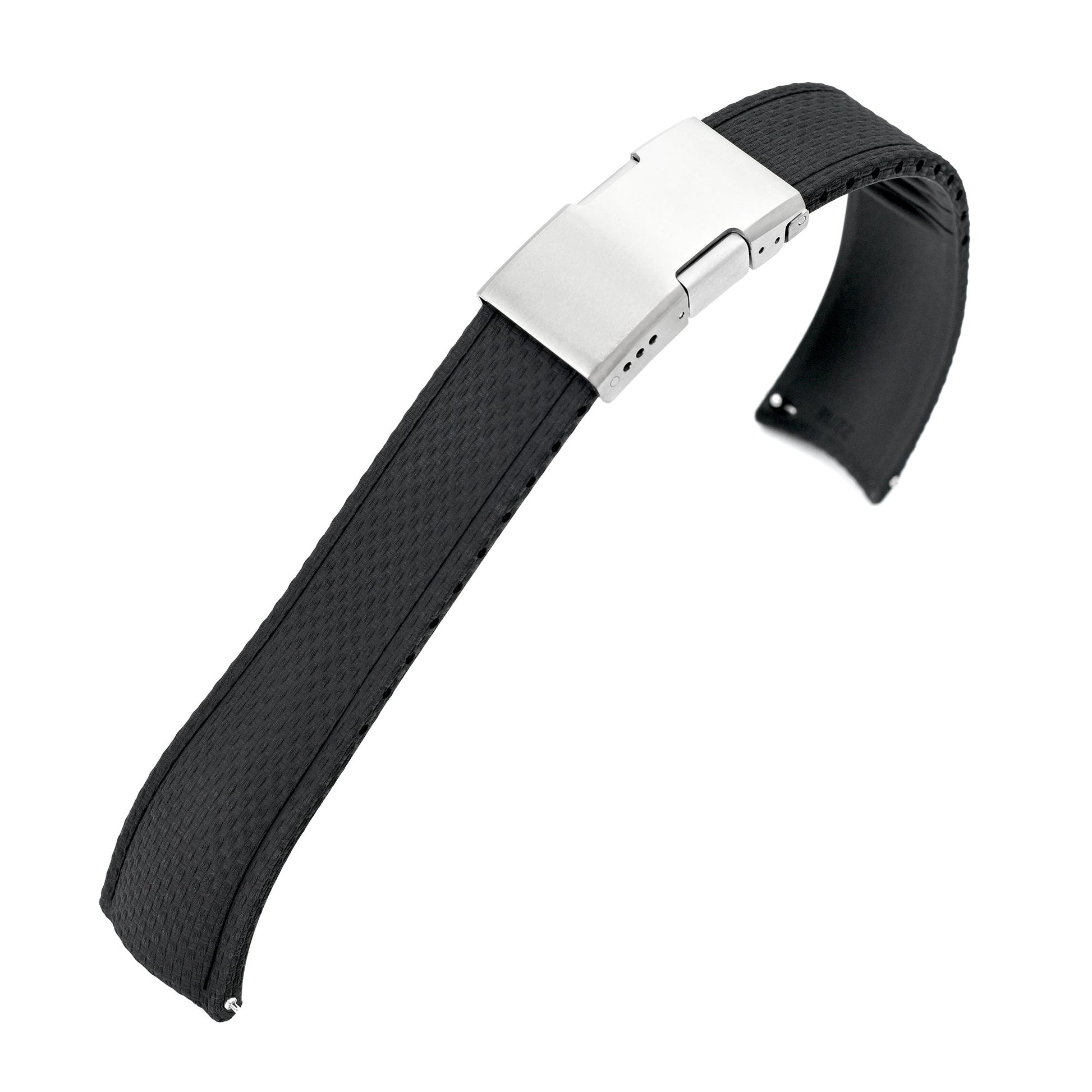 FKM41 Black Quick Release Titanium Slinea Clasp FKM Rubber Watch Band, 20mm or 22mm