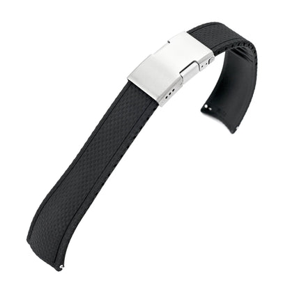FKM41 Black Quick Release Titanium Slinea Clasp FKM Rubber Watch Band, 20mm or 22mm