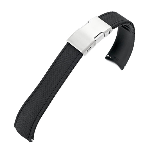 FKM41 Black Quick Release Titanium Slinea Clasp FKM Rubber Watch Band, 20mm or 22mm