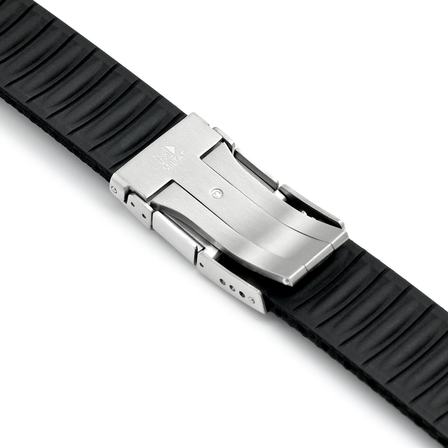 FKM41 Black Quick Release Titanium Slinea Clasp FKM Rubber Watch Band, 20mm or 22mm