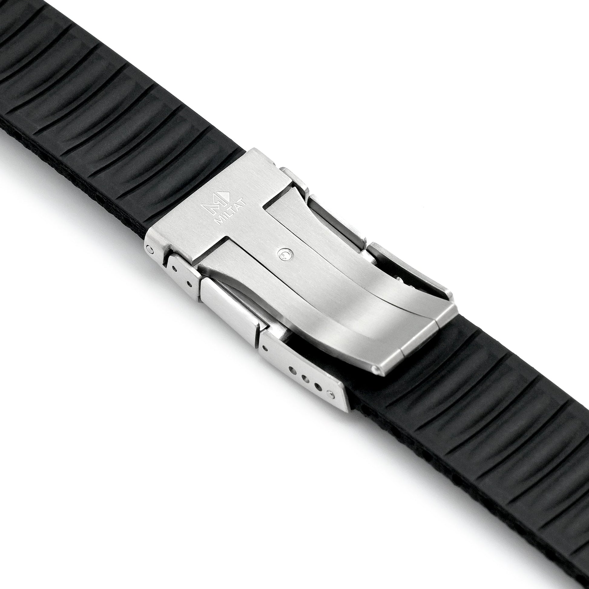 FKM41 Black Quick Release Titanium Slinea Clasp FKM Rubber Watch Band, 20mm or 22mm