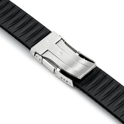 FKM41 Black Quick Release Titanium Slinea Clasp FKM Rubber Watch Band, 20mm or 22mm