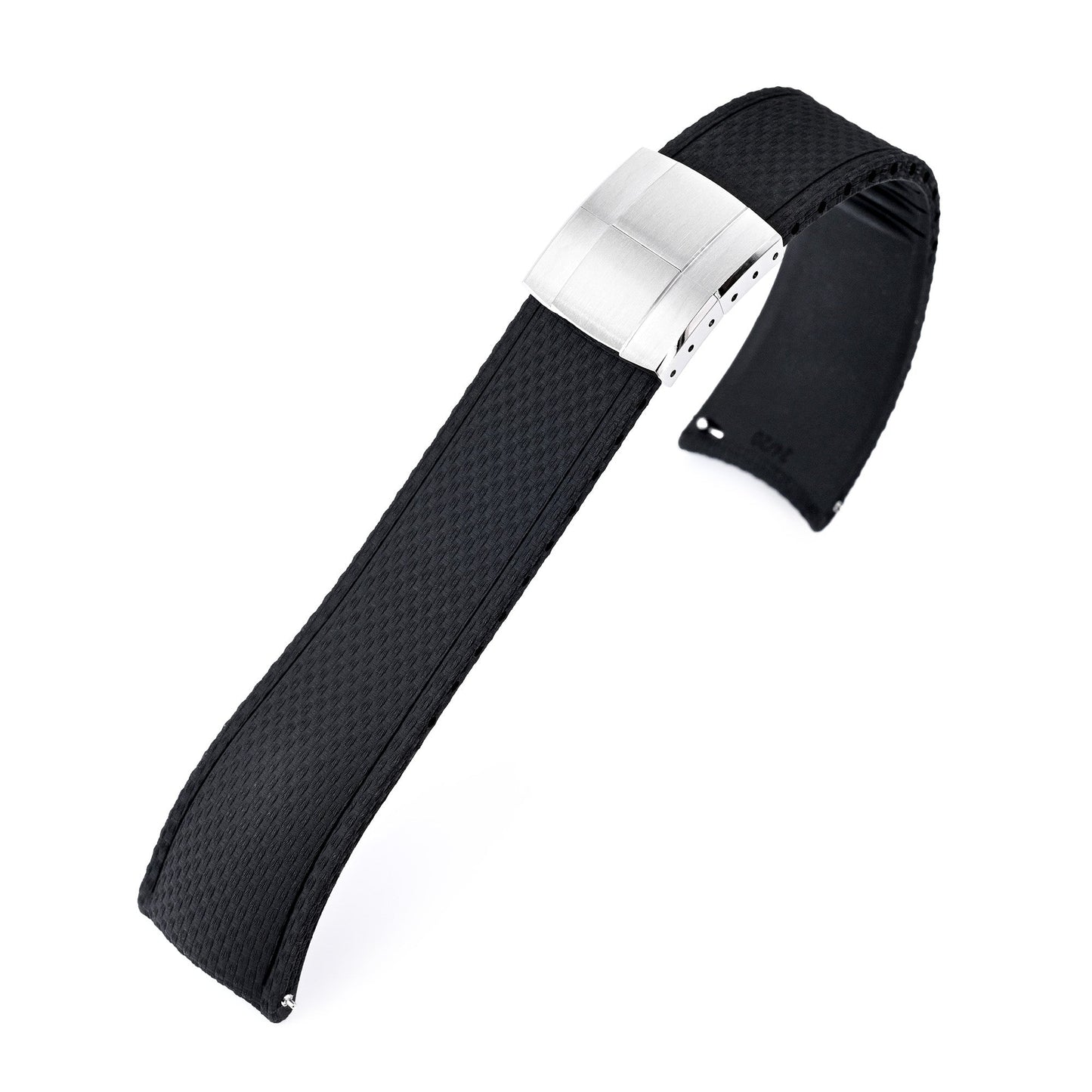 FKM41 Black Quick Release Butterfly Deployment FKM Rubber Watch Band, 18mm to 22mm and 24mm