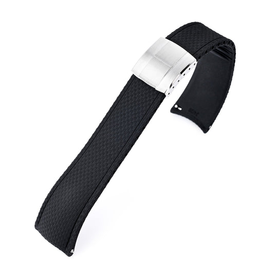 FKM41 Black Quick Release Butterfly Deployment FKM Rubber Watch Band, 18mm to 22mm and 24mm