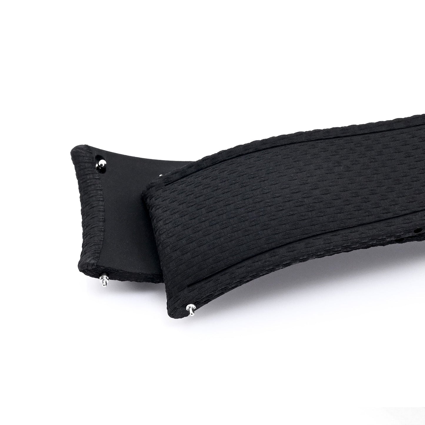 FKM41 Black Quick Release Butterfly Deployment FKM Rubber Watch Band, 18mm to 22mm and 24mm