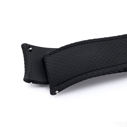 FKM41 Black Quick Release Butterfly Deployment FKM Rubber Watch Band, 18mm to 22mm and 24mm
