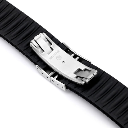 FKM41 Black Quick Release Butterfly Deployment FKM Rubber Watch Band, 18mm to 22mm and 24mm
