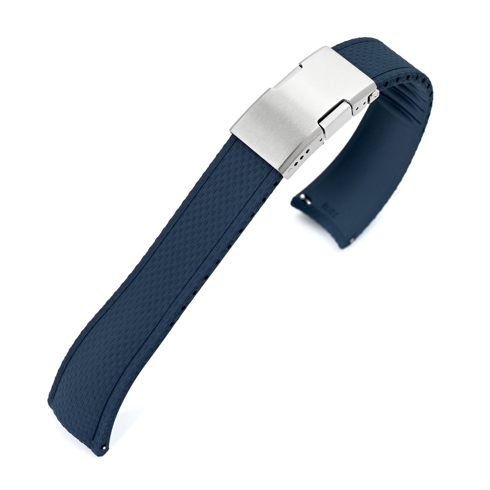 FKM41 Navy Blue Quick Release Titanium Slinea Clasp FKM Rubber Watch Band, 20mm or 22mm