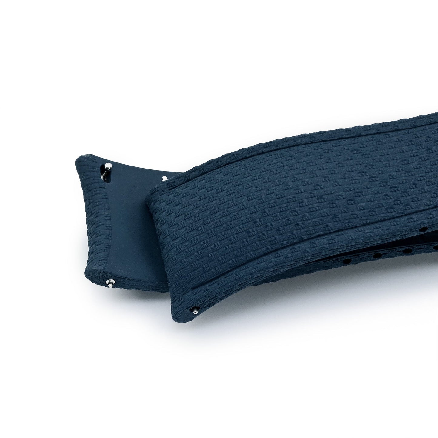 FKM41 Navy Blue Quick Release Butterfly Deployment FKM Rubber Watch Band, 20mm to 22mm and 24mm