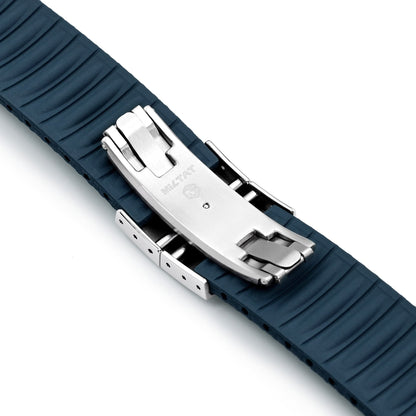 FKM41 Navy Blue Quick Release Butterfly Deployment FKM Rubber Watch Band, 20mm to 22mm and 24mm