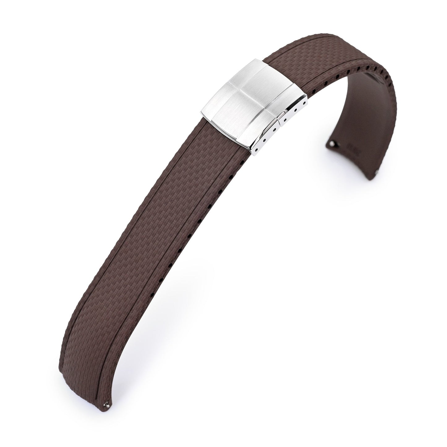 FKM41 Brown Quick Release Butterfly Deployment FKM Rubber Watch Band, 20mm