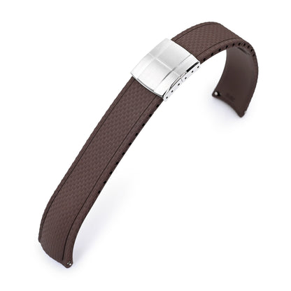 FKM41 Brown Quick Release Butterfly Deployment FKM Rubber Watch Band, 20mm