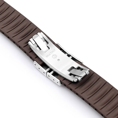 FKM41 Brown Quick Release Butterfly Deployment FKM Rubber Watch Band, 20mm