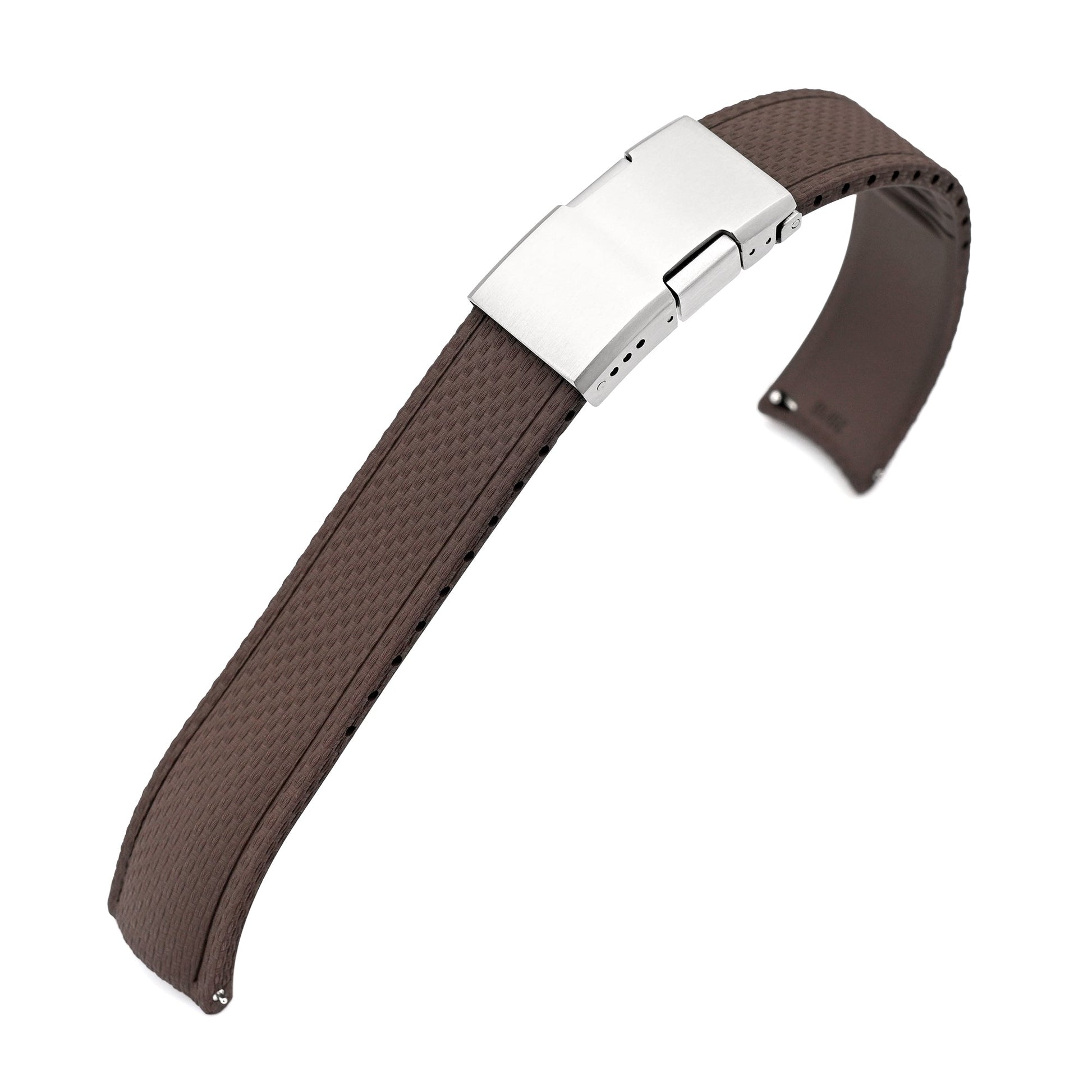 FKM41 Brown Quick Release Titanium Slinea Clasp FKM Rubber Watch Band, 20mm