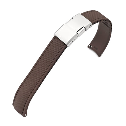 FKM41 Brown Quick Release Titanium Slinea Clasp FKM Rubber Watch Band, 20mm