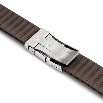 FKM41 Brown Quick Release Titanium Slinea Clasp FKM Rubber Watch Band, 20mm