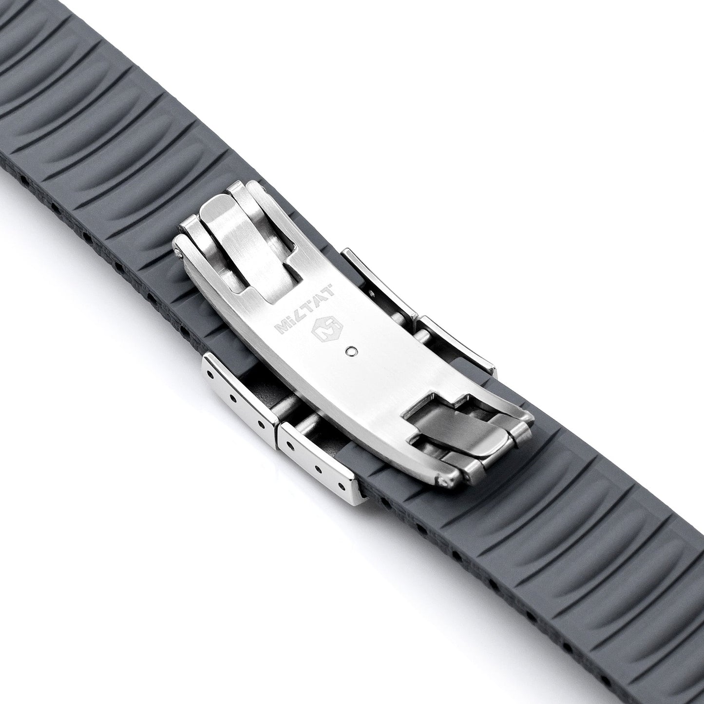 FKM41 Dark Grey Quick Release Butterfly Deployment FKM Rubber Watch Band, 20mm