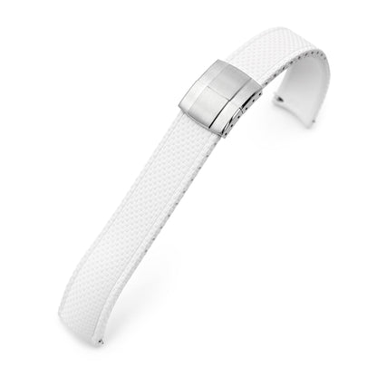 FKM41 White Quick Release Butterfly Deployment FKM Rubber Watch Band, 20mm