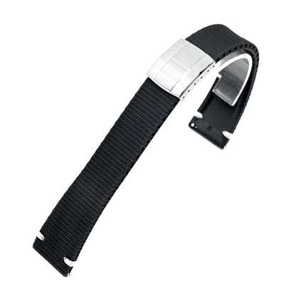 FKM42 Black Quick Release Butterfly Deployment FKM Rubber Watch Band, 20mm or 22mm Strapcode watch bands