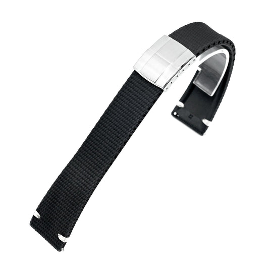 FKM42 Black Quick Release Butterfly Deployment FKM Rubber Watch Band, 20mm or 22mm Strapcode watch bands