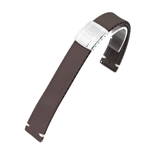FKM42 Dark Brown Quick Release Butterfly Deployment FKM Rubber Watch Band, 20mm Strapcode watch bands