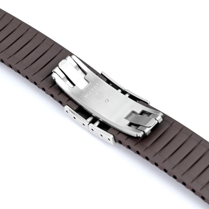 FKM42 Dark Brown Quick Release Butterfly Deployment FKM Rubber Watch Band, 20mm Strapcode watch bands