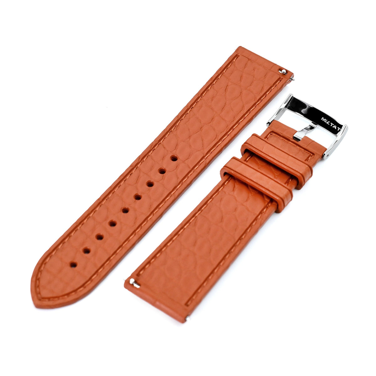 FKM43 Premium Brown Alligator Embossed FKM Rubber Watch Band, 20mm or 22mm