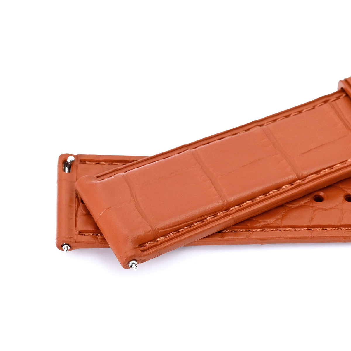 FKM43 Premium Brown Alligator Embossed FKM Rubber Watch Band, 20mm or 22mm