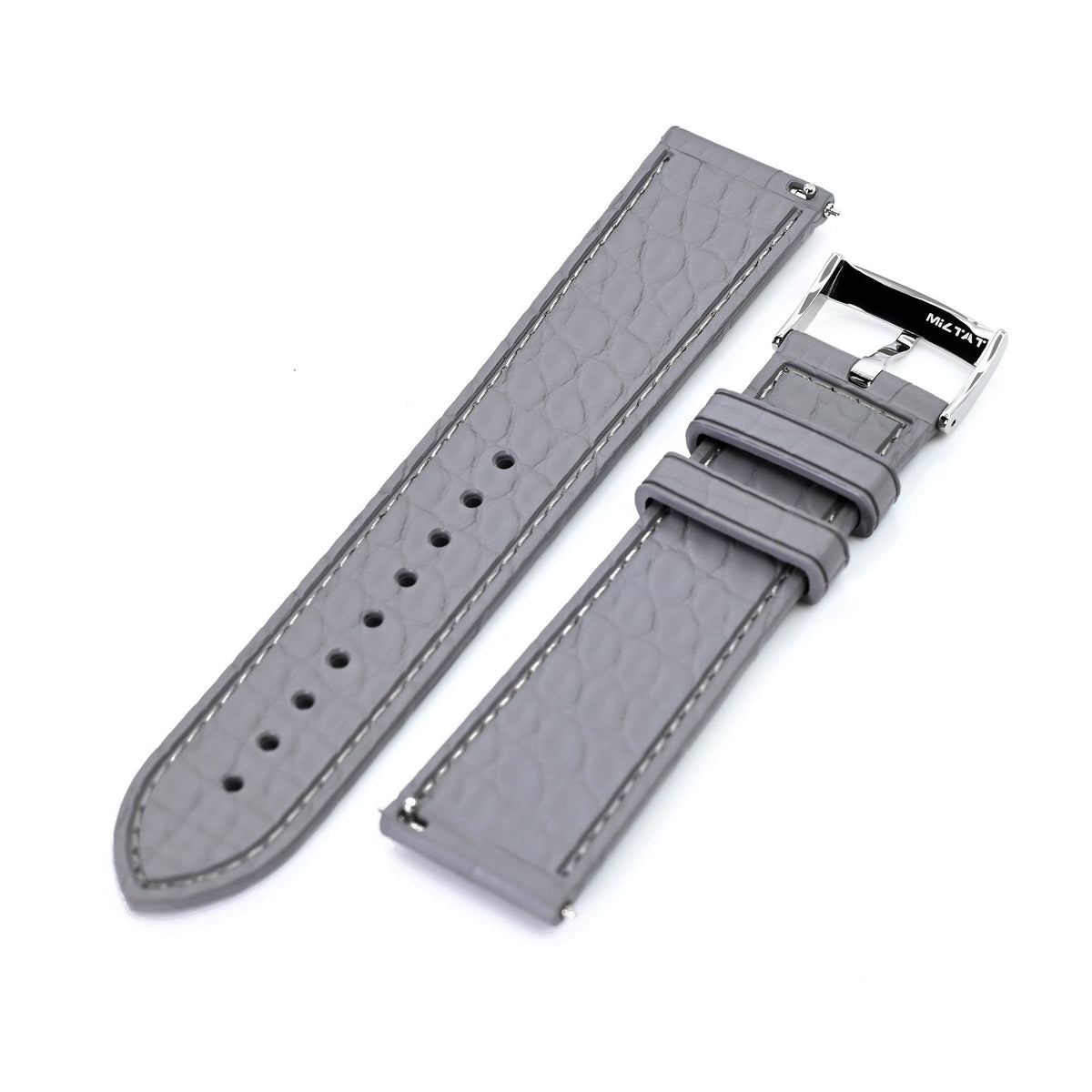 FKM43 Premium Grey Alligator Embossed FKM Rubber Watch Band, 20mm or 22mm