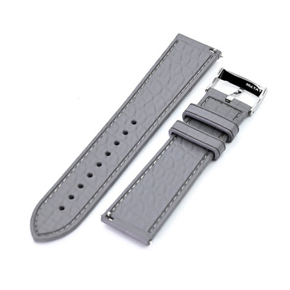 FKM43 Premium Grey Alligator Embossed FKM Rubber Watch Band, 20mm or 22mm