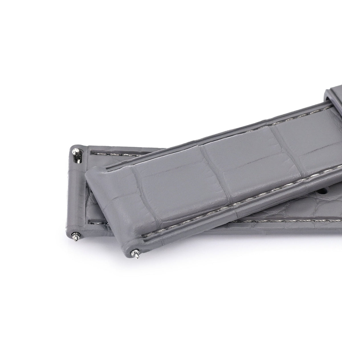 FKM43 Premium Grey Alligator Embossed FKM Rubber Watch Band, 20mm or 22mm