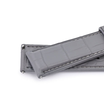 FKM43 Premium Grey Alligator Embossed FKM Rubber Watch Band, 20mm or 22mm
