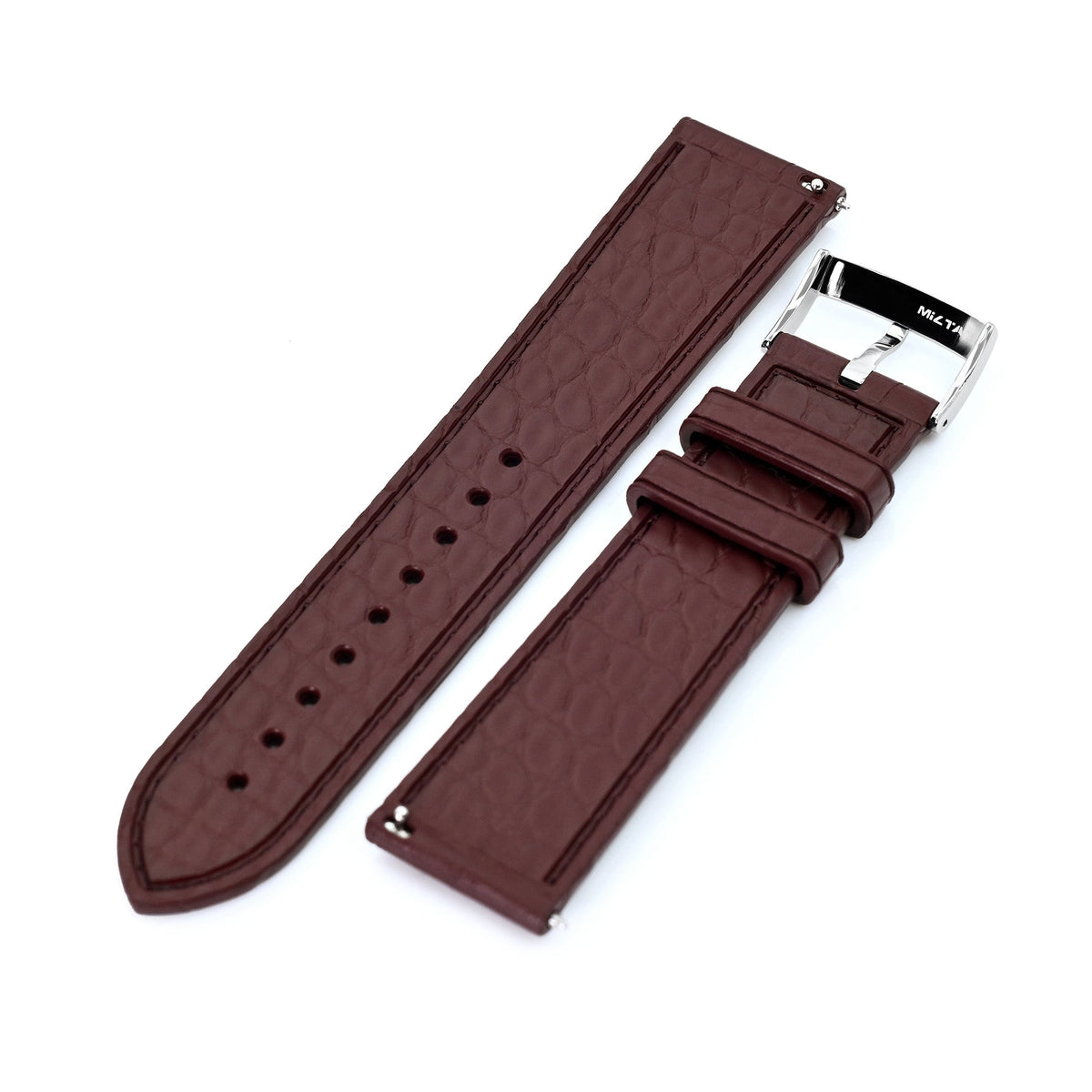 FKM43 Premium Burgundy Alligator Embossed FKM Rubber Watch Band, 20mm or 22mm
