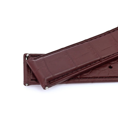 FKM43 Premium Burgundy Alligator Embossed FKM Rubber Watch Band, 20mm or 22mm