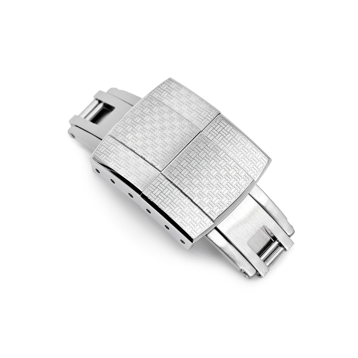 18mm Deployment Buckle / Butterfly Watch Clasp with Tatami Pattern, Brushed